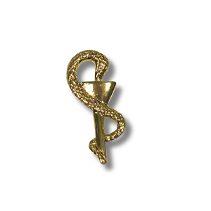 Pin’s caducée pharmacien plaque or