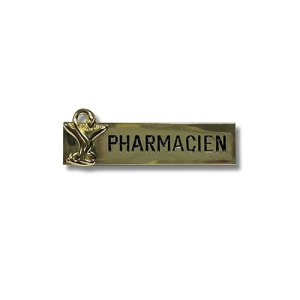 Badge pharmacien plaqué or