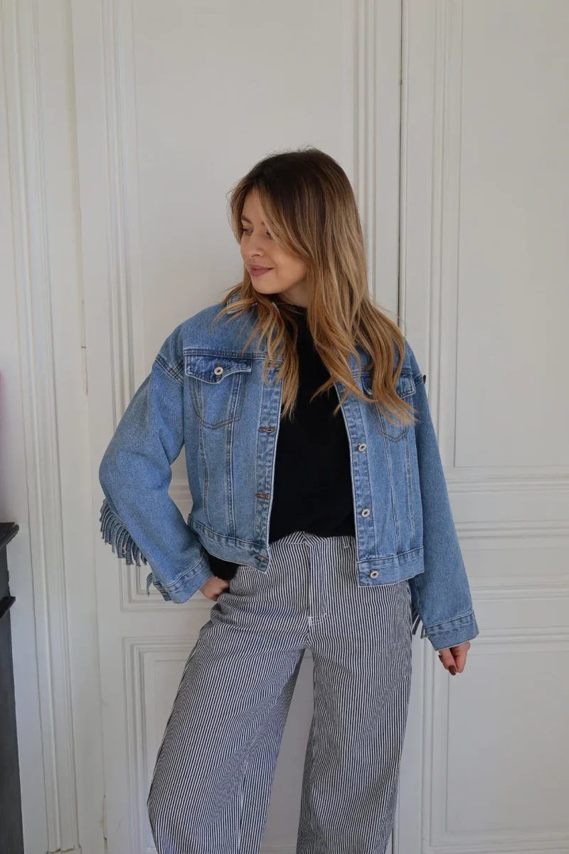 veste en jeans à franges – Image 9