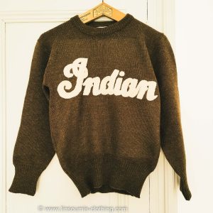 Rare french1949 deadstock jersey hand embroidered chainstitch method jersey brodée à la main INDIAN