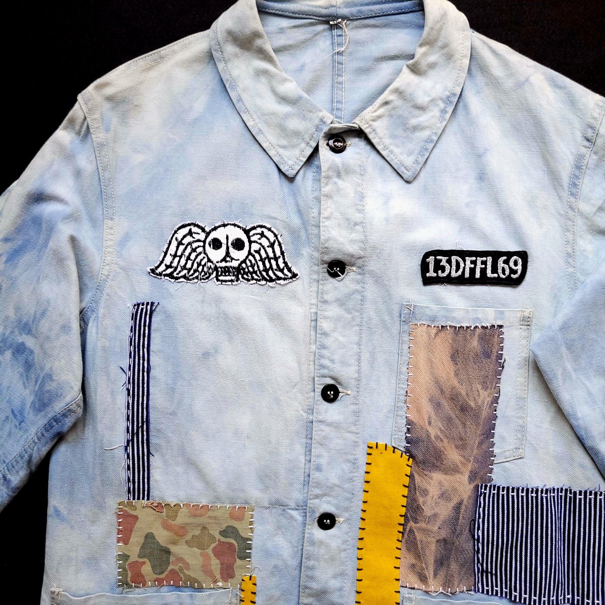 Veste de Travail française personnalisée "The angels and the motorcycle " TATTOO OLD SCHOOL & BORO by Sophie – Image 9