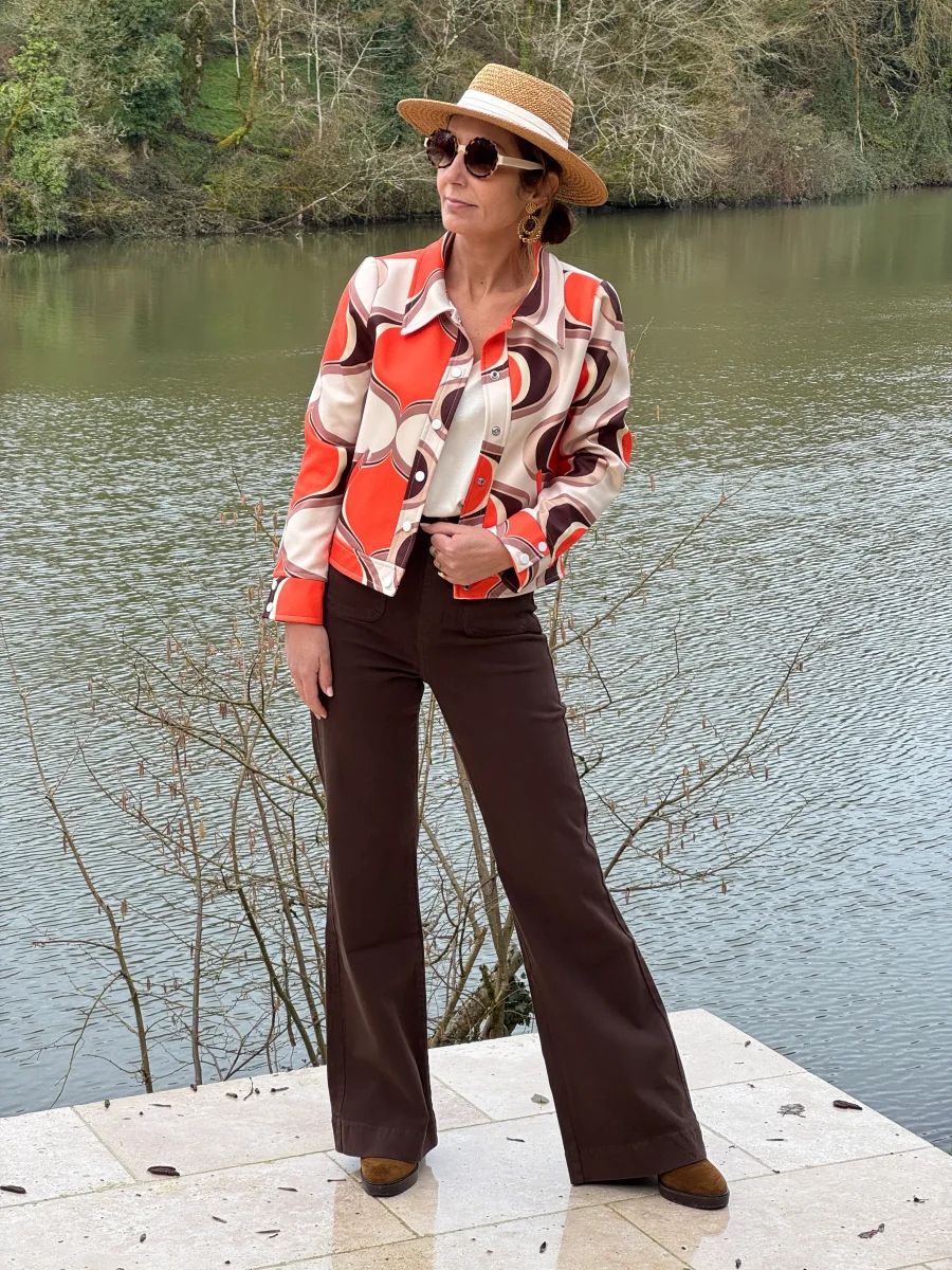 Veste SEVENTIES n°183 orange et marron Hippocampe – Image 4