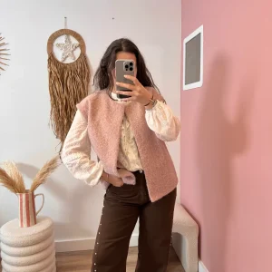 VESTE SANS MANCHE VIEUX ROSE