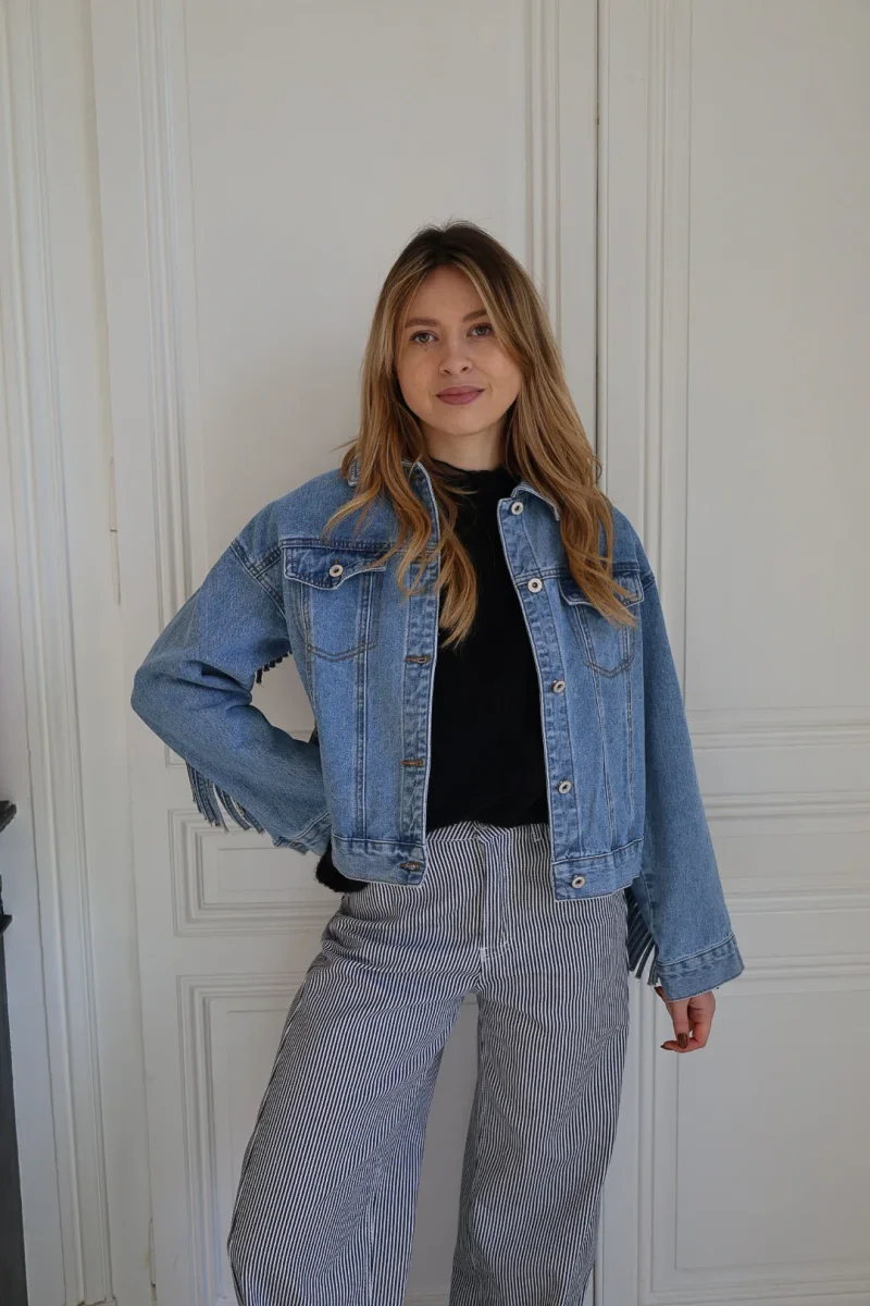 veste en jeans à franges – Image 6