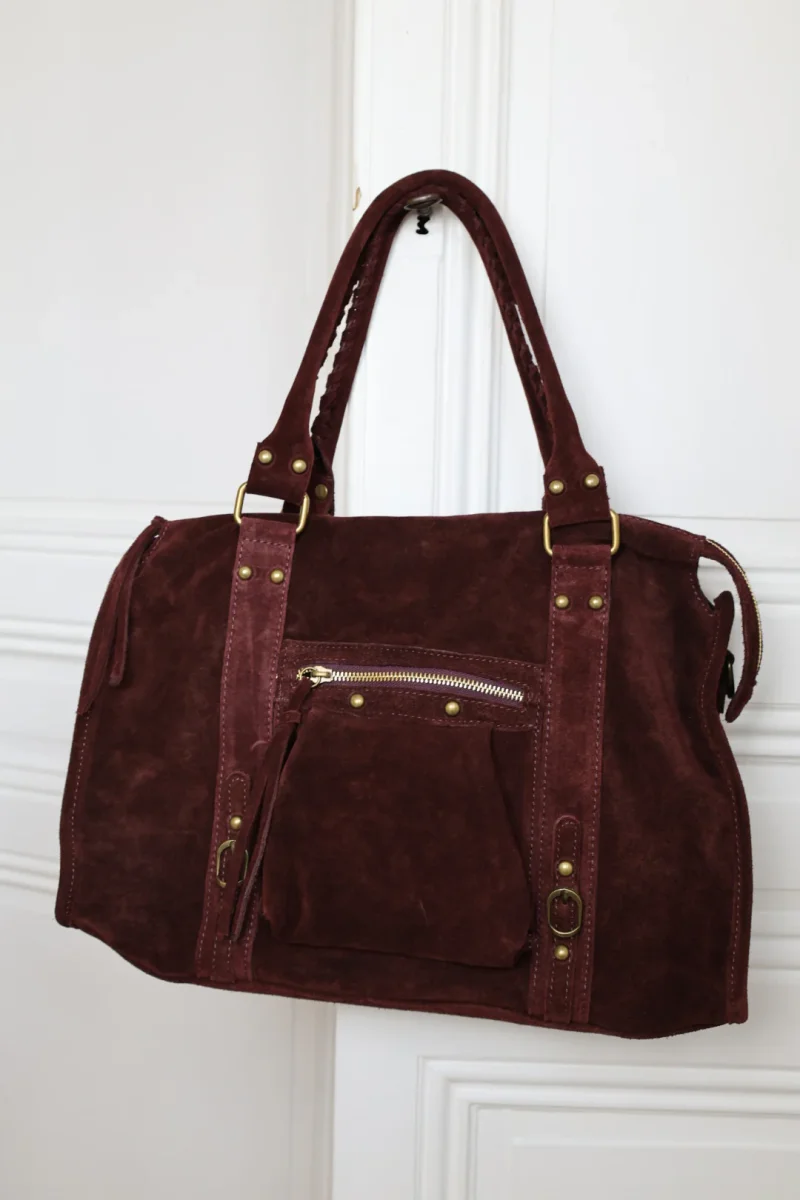 Grand sac MIA en daim bordeaux