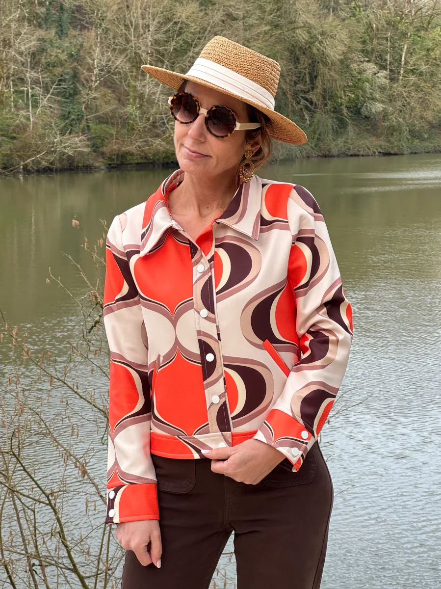 Veste SEVENTIES n°183 orange et marron Hippocampe – Image 7