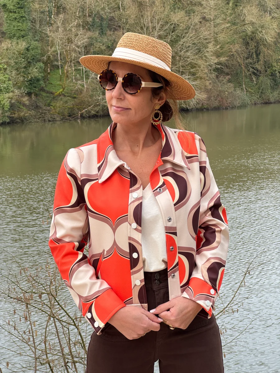 Veste SEVENTIES n°183 orange et marron Hippocampe – Image 5