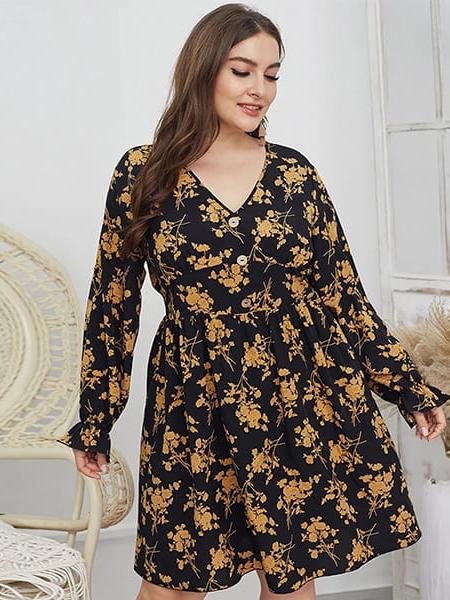 Robe fleurie bohème grande taille – Image 3
