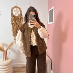 VESTE SANS MANCHE CHOCOLAT