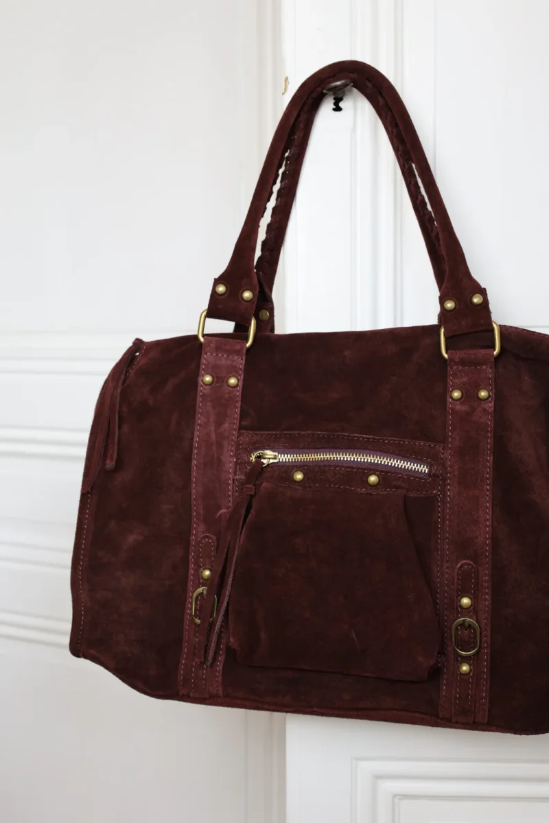 Grand sac MIA en daim bordeaux – Image 4