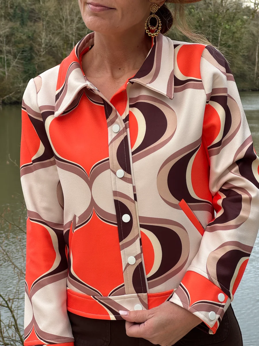 Veste SEVENTIES n°183 orange et marron Hippocampe – Image 8
