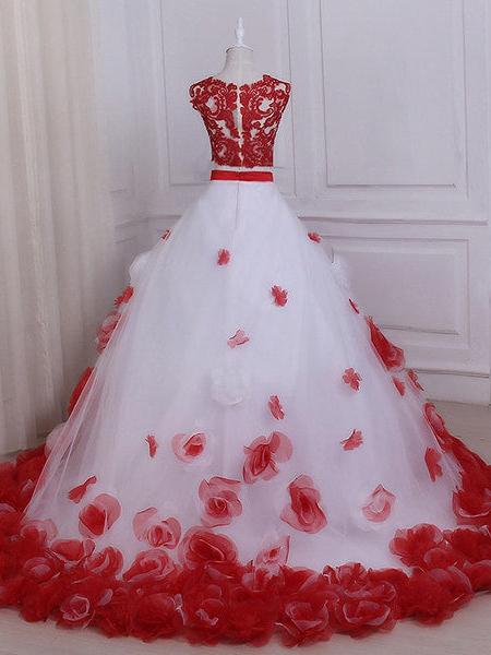 Robe de mariée fleurs rouges – Image 6