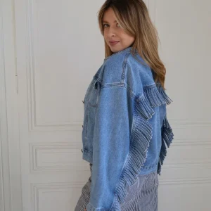 veste en jeans à franges