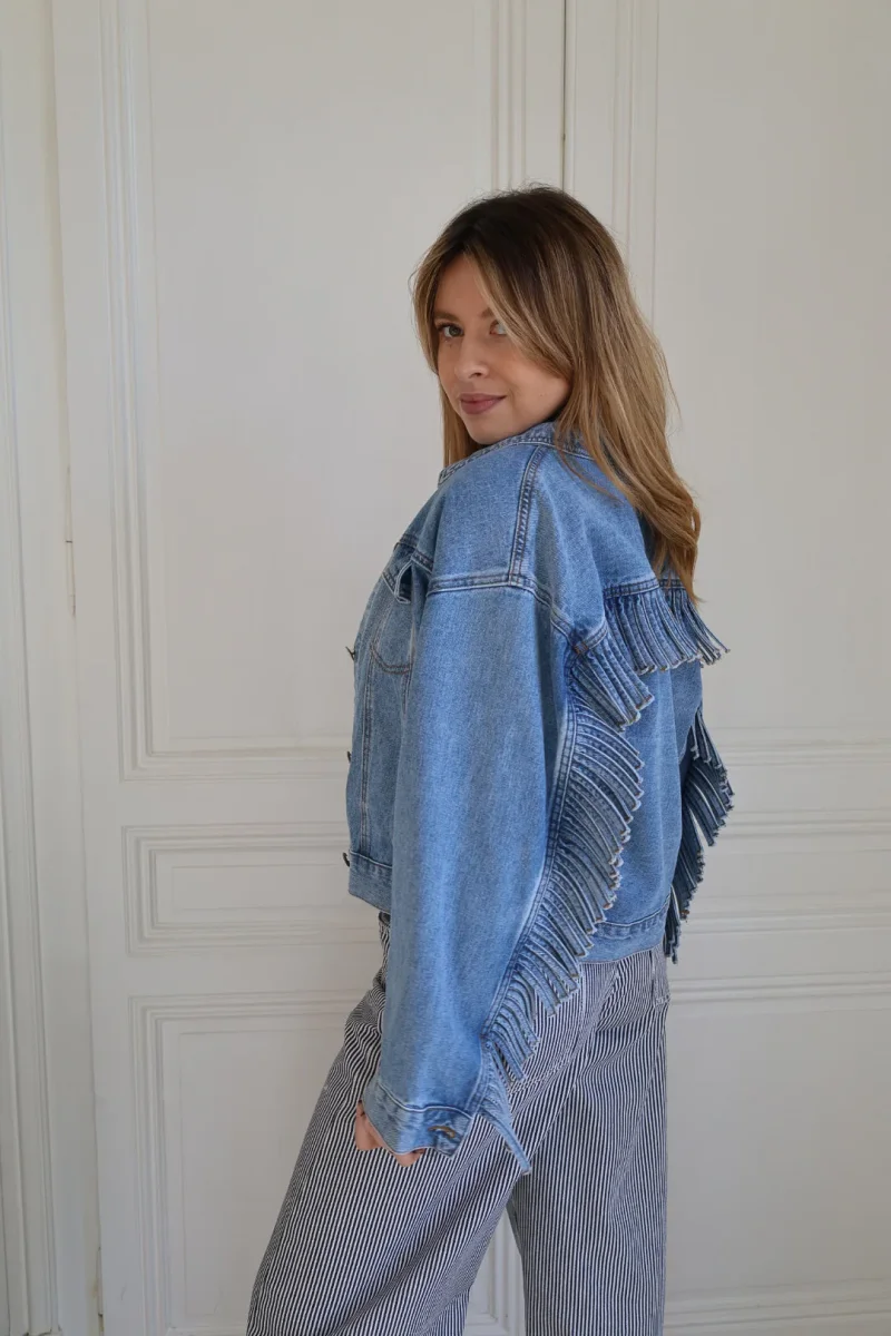veste en jeans à franges – Image 2
