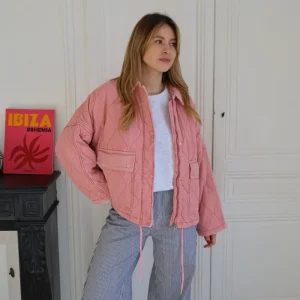veste matelassée rose