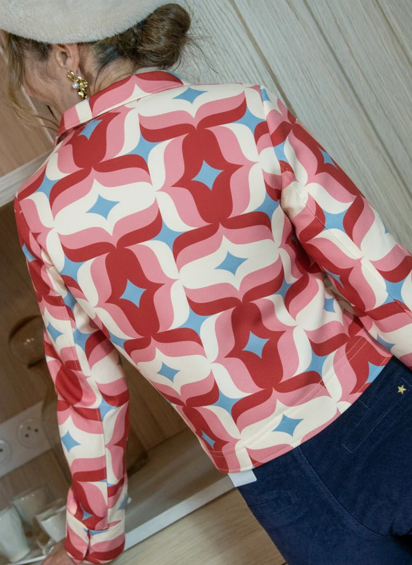 Veste SEVENTIES n°179 rouge et rose Hippocampe – Image 3