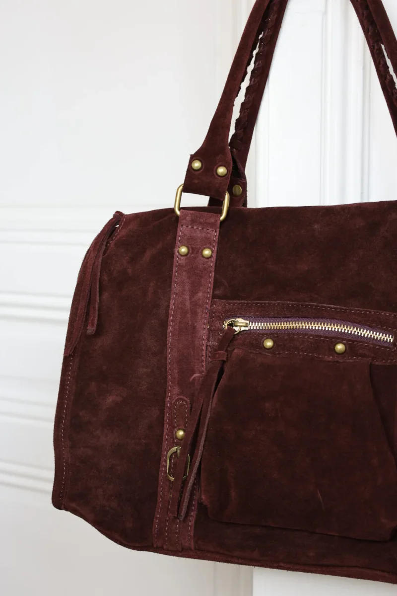 Grand sac MIA en daim bordeaux – Image 3
