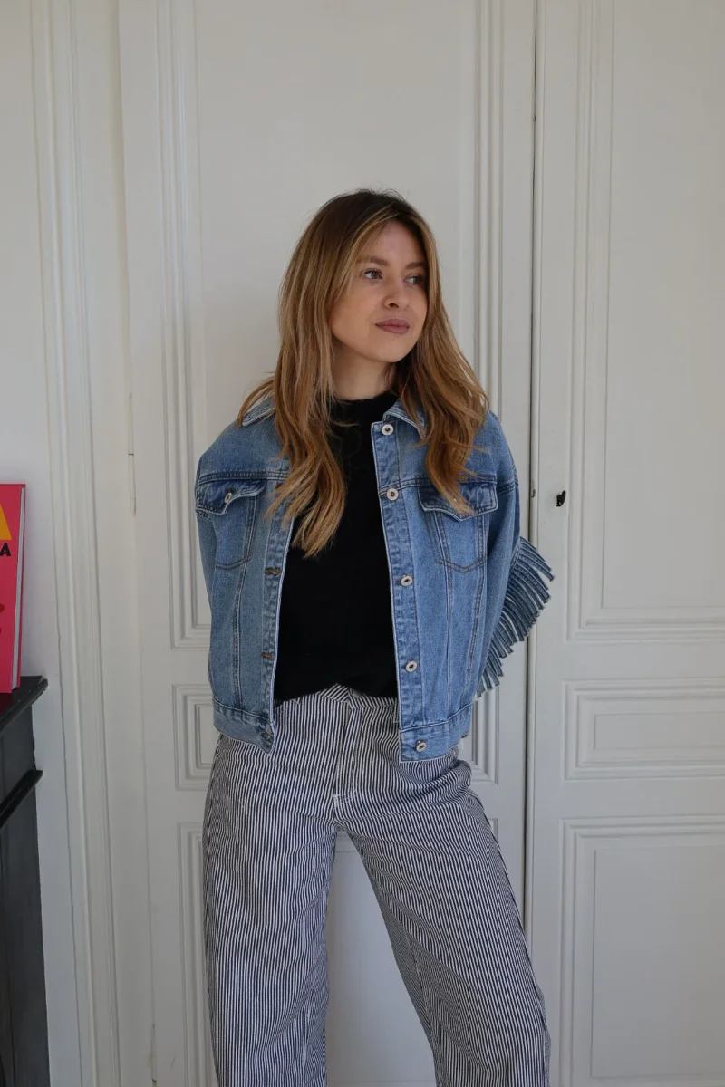 veste en jeans à franges – Image 4