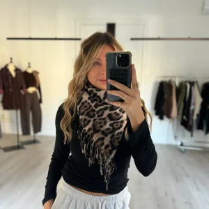 écharpe "raph" léopard camel