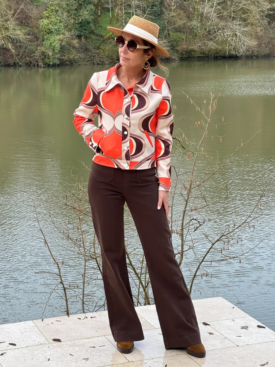 Veste SEVENTIES n°183 orange et marron Hippocampe – Image 3
