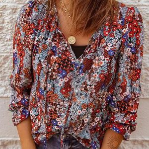 Blouse fleurie avec noeud