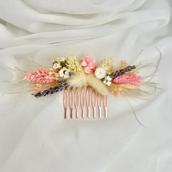 Peigne Bohème Palm nuances de rose blanc - Accessoire mariage – Image 4