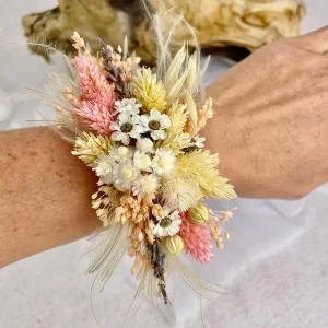 Bracelet Bohème Palm nuances de rose blanc - Accessoire mariage