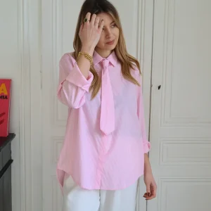 chemise cravate rose