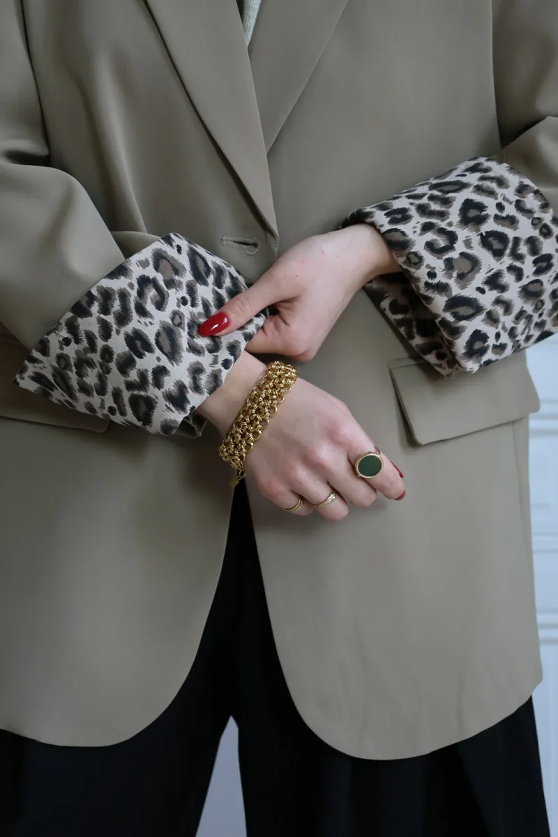 Veste de tailleur à revers léopard – Image 7