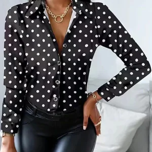 Chemise noire à pois blanc