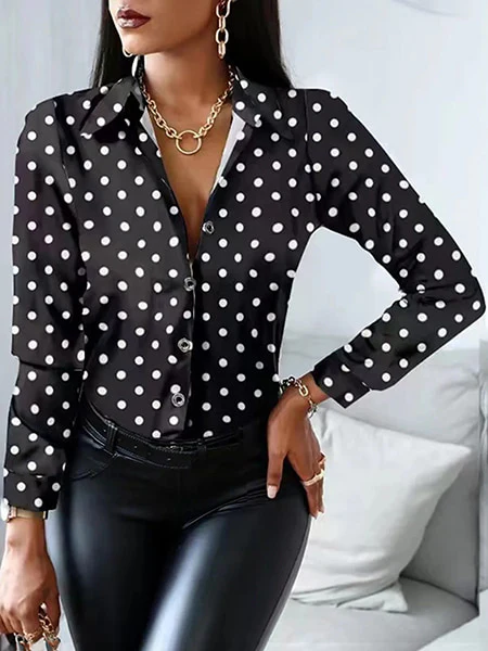 Chemise noire à pois blanc – Image 2