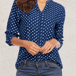 Chemisier à pois bleu marine