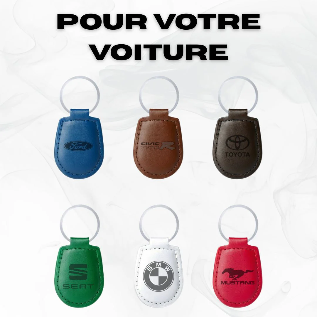 Porte-clé voiture personnalisé en simili cuir – Gravure laser