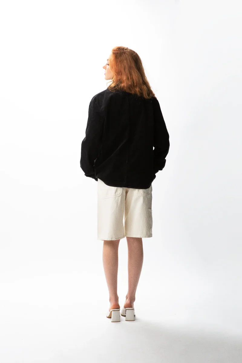 VESTE WORKER CÔTELÉ NOIRE – Image 4