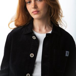 VESTE WORKER CÔTELÉ NOIRE