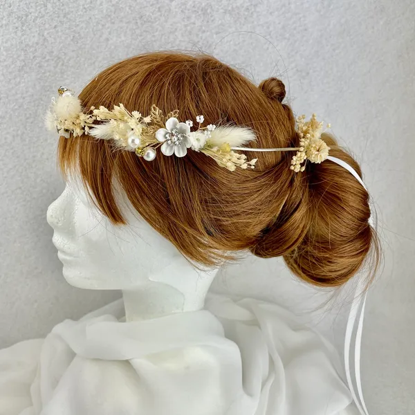 Couronne Bohème Palm nuances de blanc beige - Accessoire mariage – Image 2
