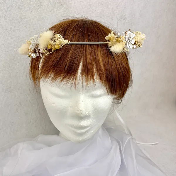 Couronne Bohème Palm nuances de blanc beige - Accessoire mariage – Image 5