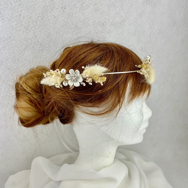 Couronne Bohème Palm nuances de blanc beige - Accessoire mariage – Image 3