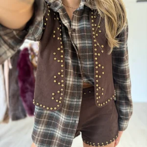 Veston suédine clouté