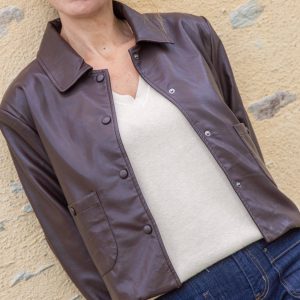 Veste simili cuir café FAUSTINE