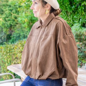 Veste chocolat effet suédine LUDIVINE