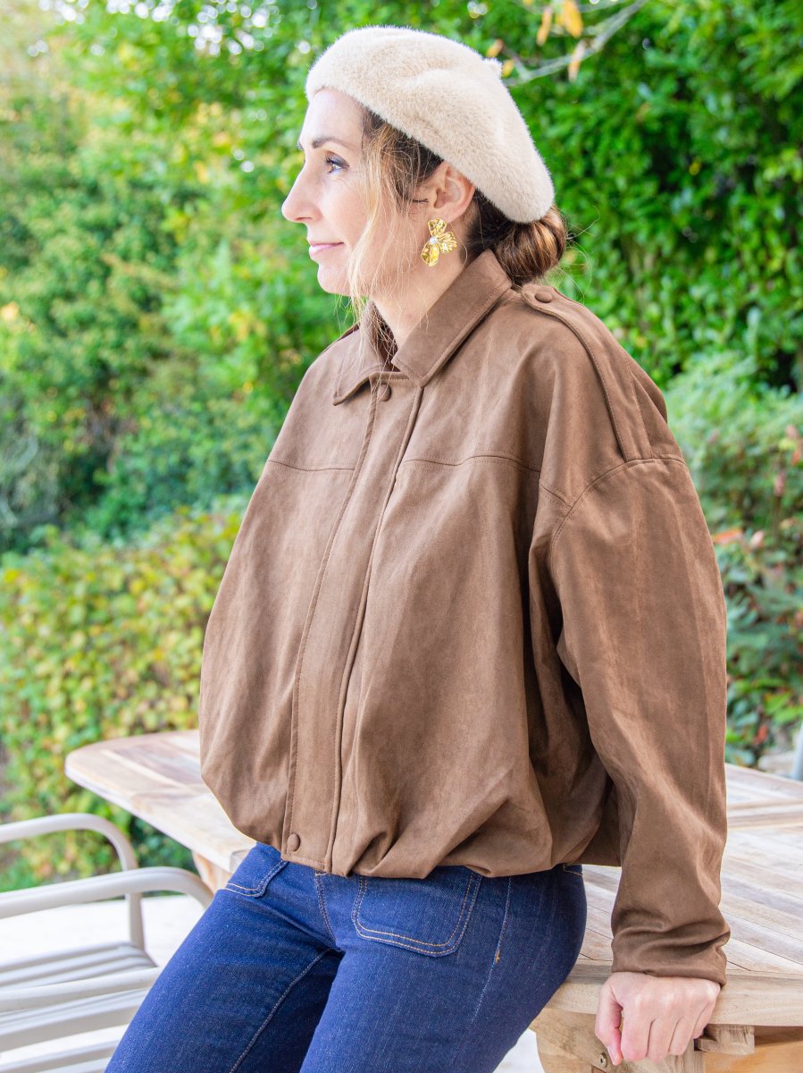 Veste chocolat effet suédine LUDIVINE