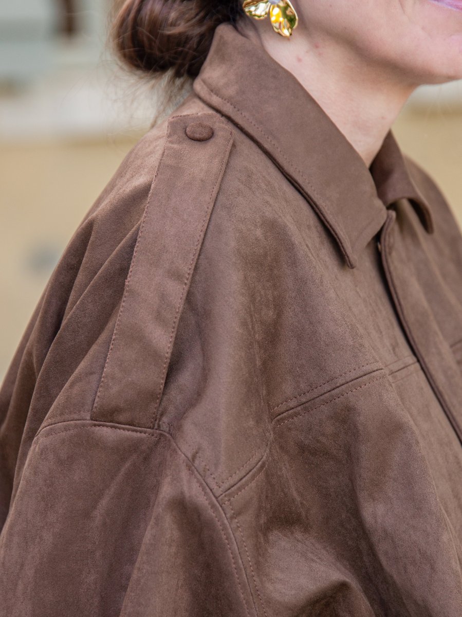 Veste chocolat effet suédine LUDIVINE – Image 4