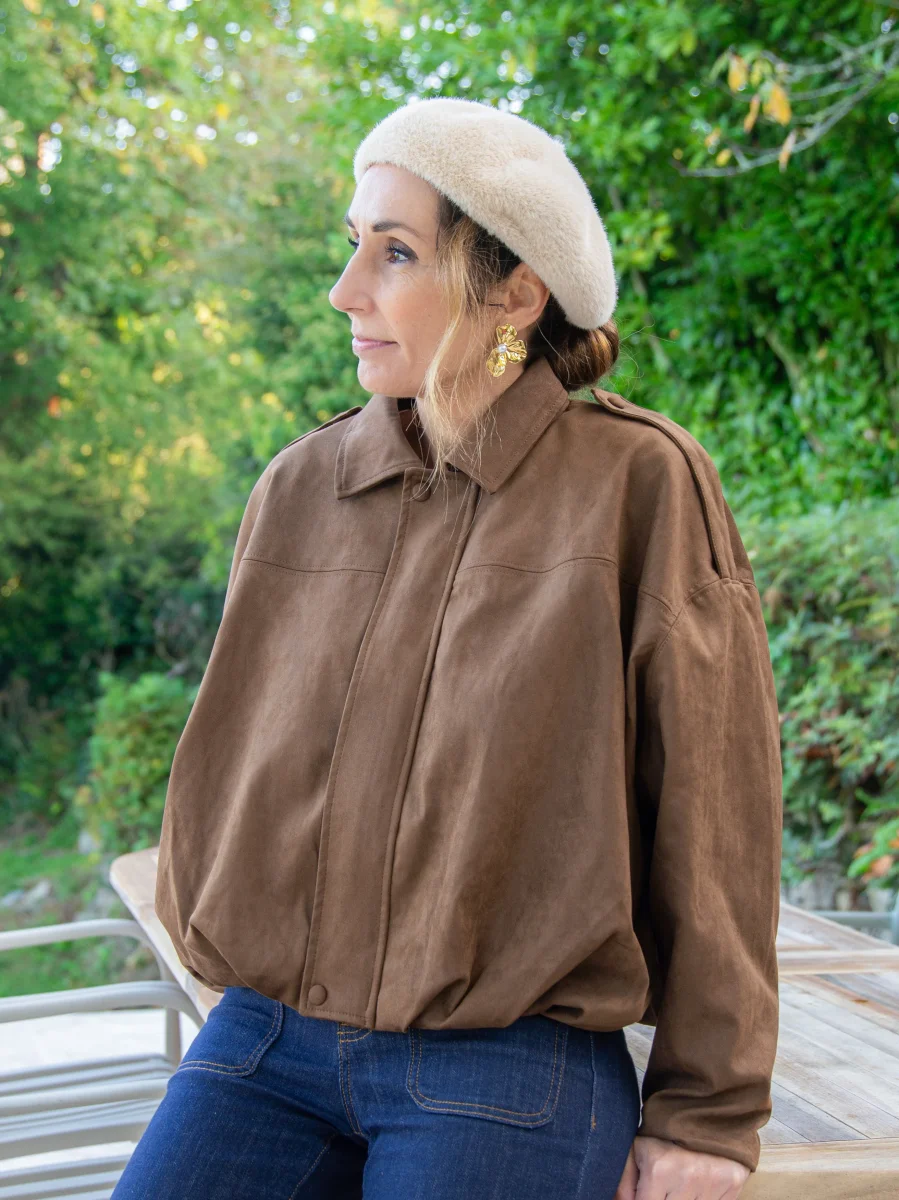 Veste chocolat effet suédine LUDIVINE – Image 3