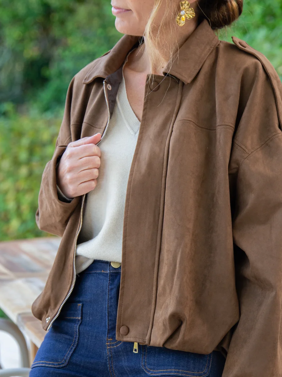 Veste chocolat effet suédine LUDIVINE – Image 5