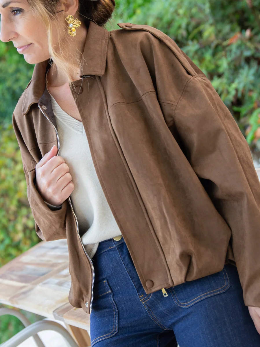 Veste chocolat effet suédine LUDIVINE – Image 6