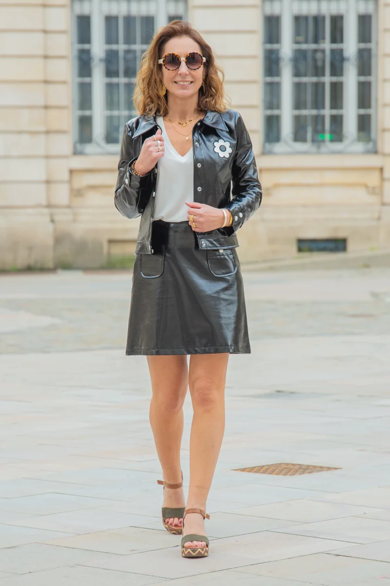 Veste vinyle noir DAISY Hippocampe – Image 4