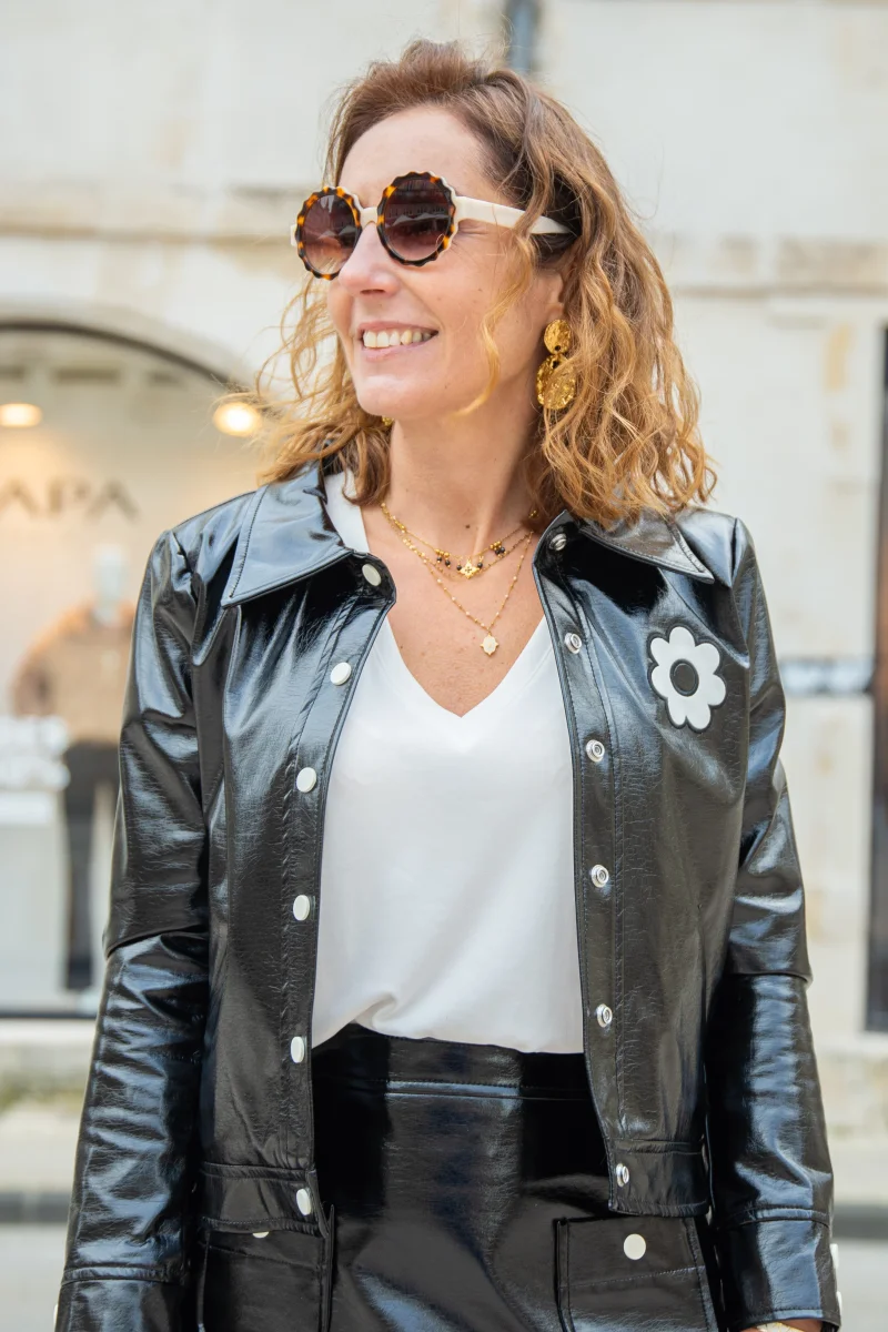 Veste vinyle noir DAISY Hippocampe – Image 9