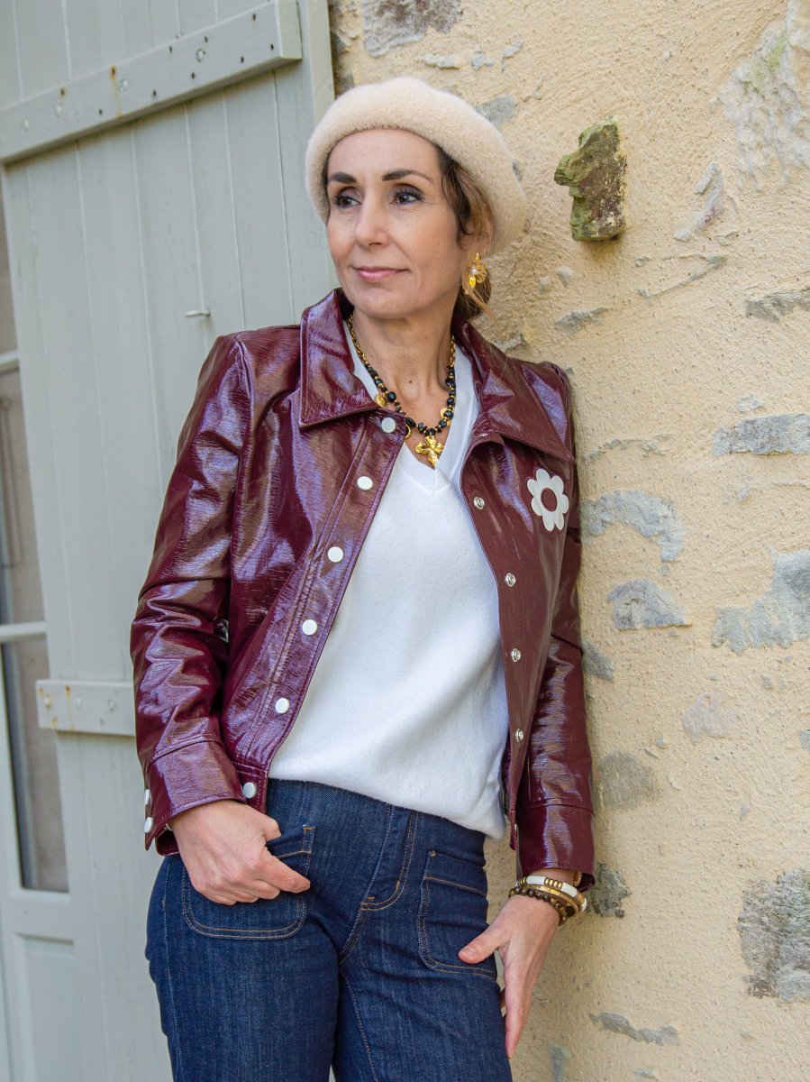 Veste vinyle aubergine DAISY Hippocampe