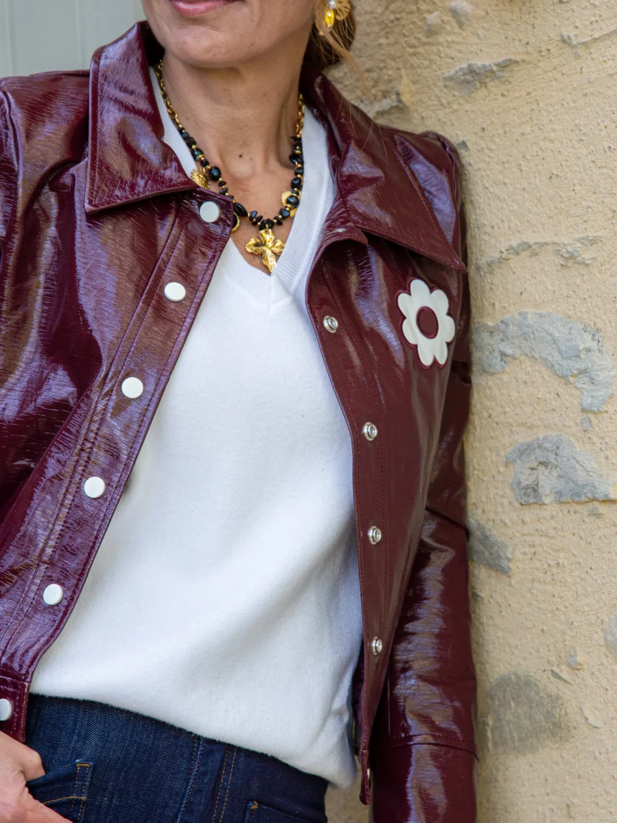 Veste vinyle aubergine DAISY Hippocampe – Image 4